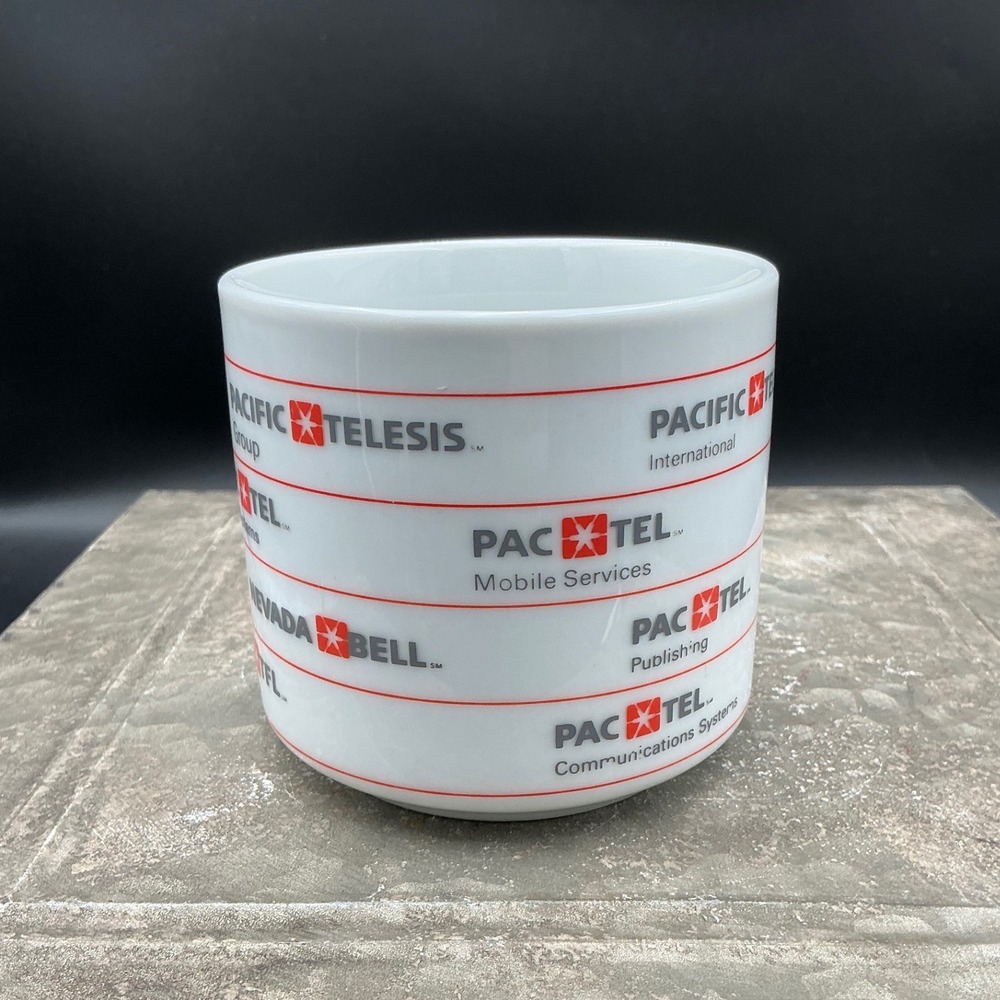 Vintage Pacific Telesis Group PacTel Pacific Bell Ceramic Coffee Mug White - Picture 2 of 6